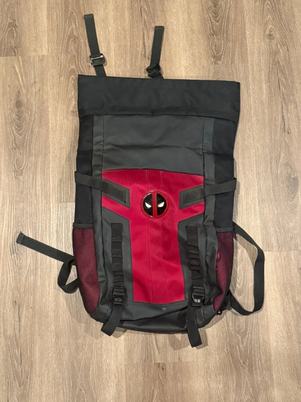 Marvel Deadpool Bioworld Tactical Roll Top Backpack Red Black
